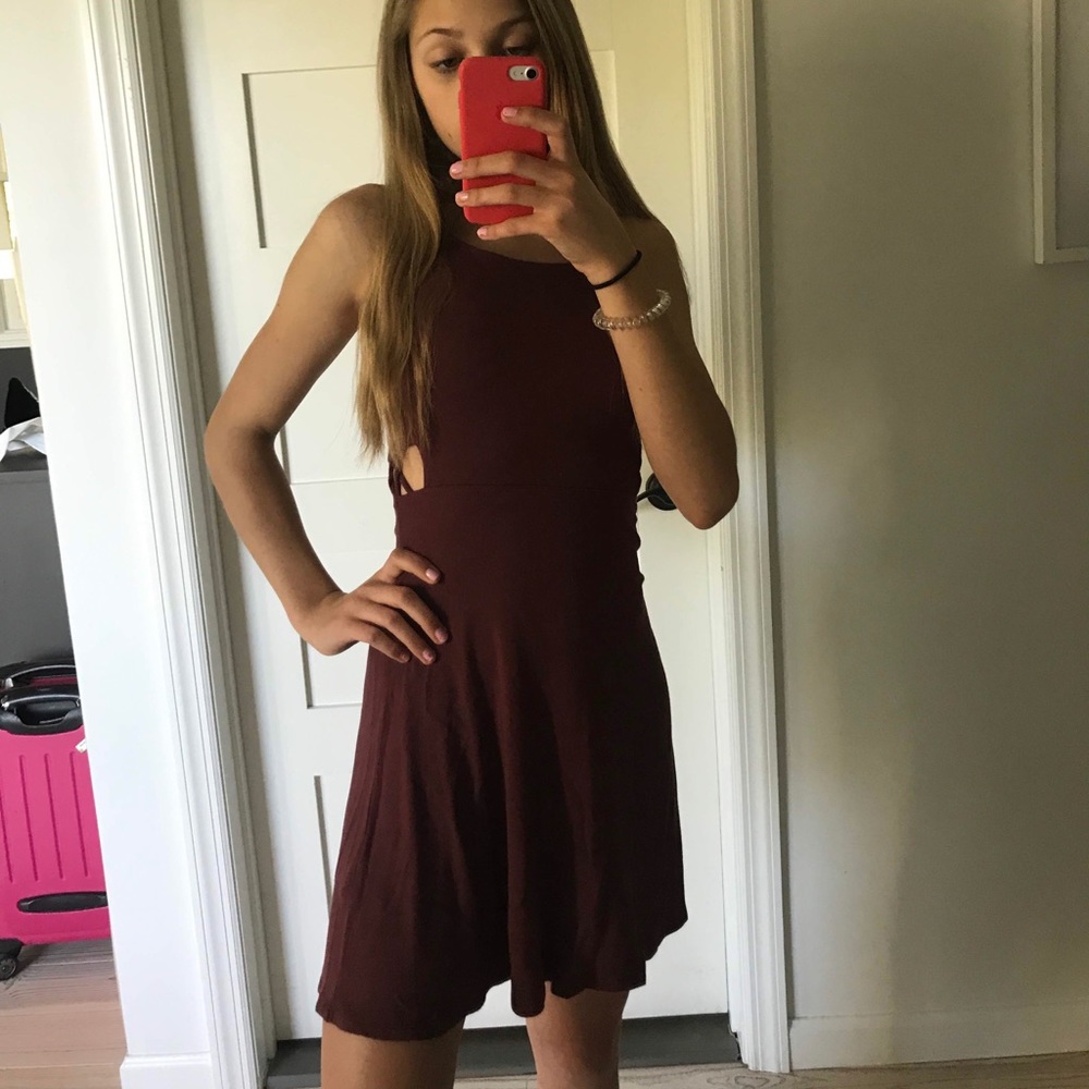 maroon mini dress